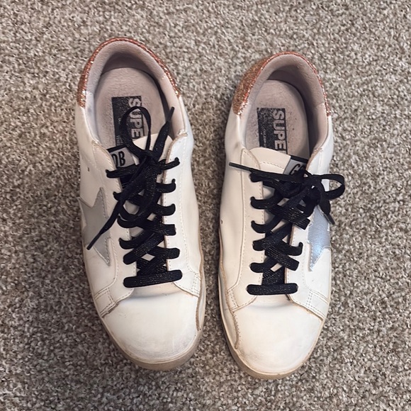 Golden Goose White and Silver Flats - Picture 1 of 4